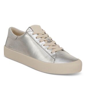 Vince Gabi Lace-Up Low Top Sneaker Silver Leather